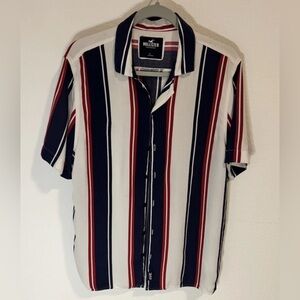Vintage Men’s Hollister Button Down Striped 100% Viscose Shirt L